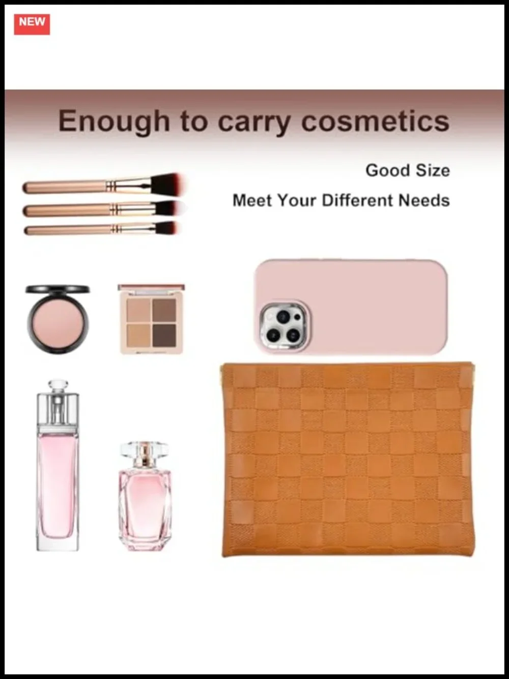 3-Piece Waterproof Leather Makeup Bag Set with Snap Closure Organizer Pouches